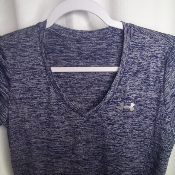 Under Armour Shirt Women S ? V-neck Short Sleeve Active Athletic Blue - Picture 7 of 16